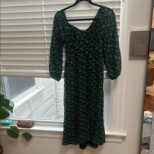 Hollister Floral Dark Green Dress